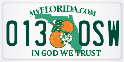 FL license plate 0130SW