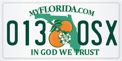 FL license plate 0130SX