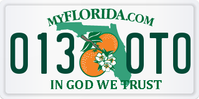 FL license plate 0130TO