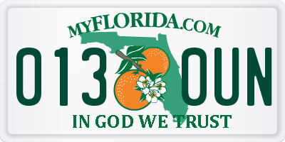 FL license plate 0130UN