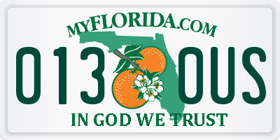 FL license plate 0130US