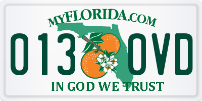 FL license plate 0130VD
