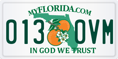FL license plate 0130VM
