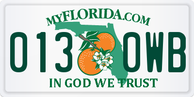 FL license plate 0130WB