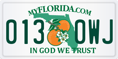 FL license plate 0130WJ
