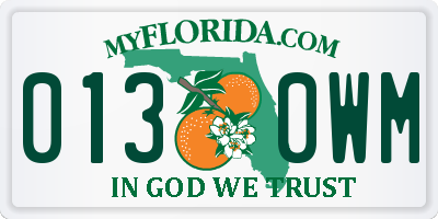FL license plate 0130WM