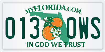FL license plate 0130WS