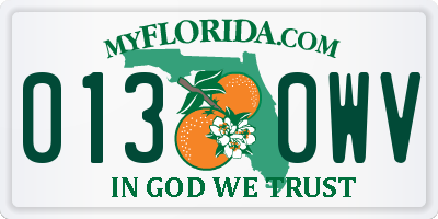 FL license plate 0130WV