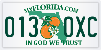 FL license plate 0130XC