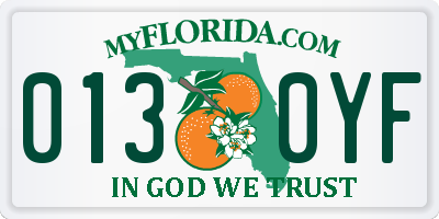 FL license plate 0130YF