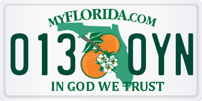 FL license plate 0130YN