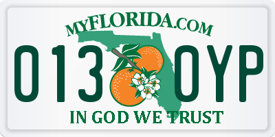 FL license plate 0130YP