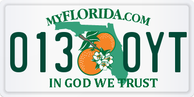 FL license plate 0130YT