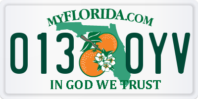 FL license plate 0130YV
