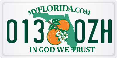 FL license plate 0130ZH