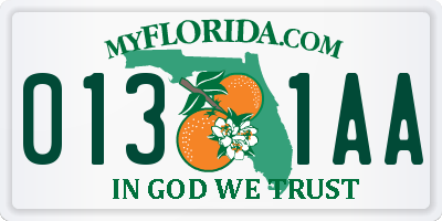 FL license plate 0131AA