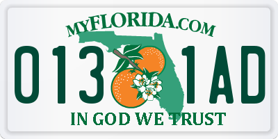 FL license plate 0131AD