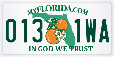 FL license plate 0131WA