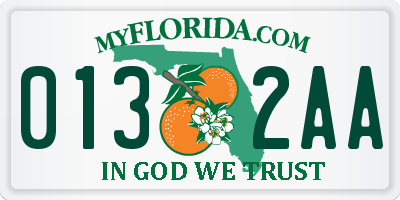 FL license plate 0132AA