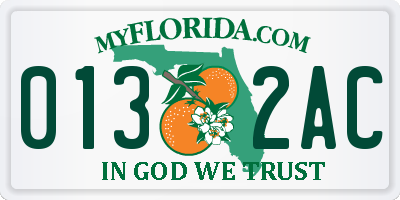 FL license plate 0132AC