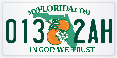 FL license plate 0132AH