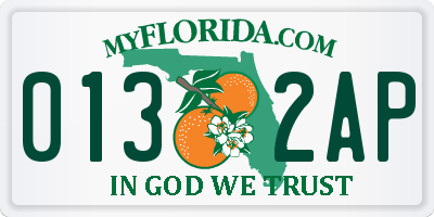 FL license plate 0132AP