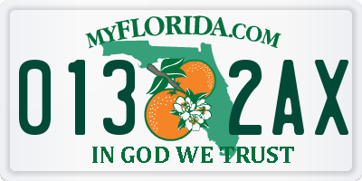FL license plate 0132AX