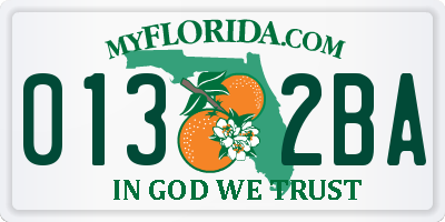 FL license plate 0132BA