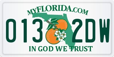 FL license plate 0132DW