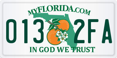 FL license plate 0132FA