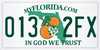 FL license plate 0132FX