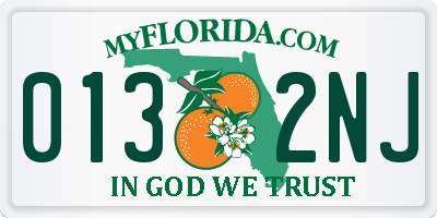 FL license plate 0132NJ