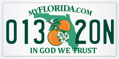 FL license plate 0132ON