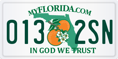 FL license plate 0132SN