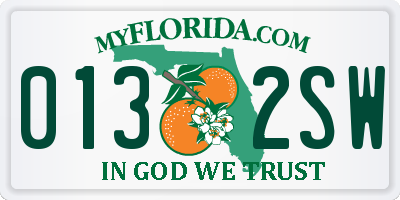 FL license plate 0132SW