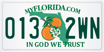 FL license plate 0132WN