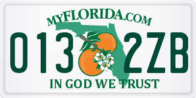 FL license plate 0132ZB