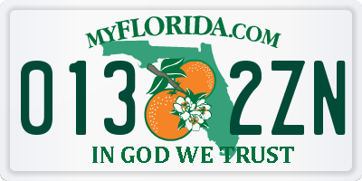 FL license plate 0132ZN