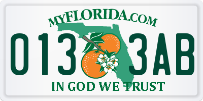 FL license plate 0133AB