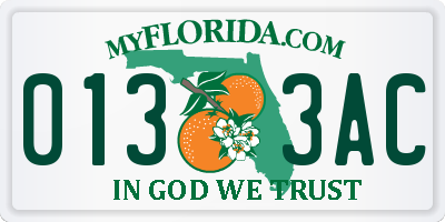 FL license plate 0133AC