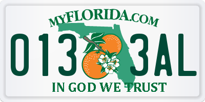 FL license plate 0133AL