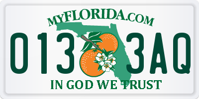 FL license plate 0133AQ