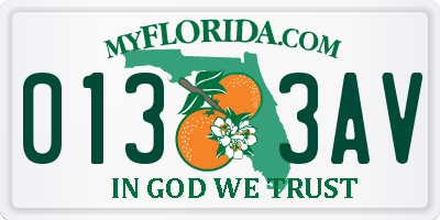 FL license plate 0133AV