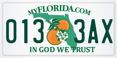 FL license plate 0133AX