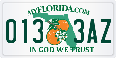 FL license plate 0133AZ