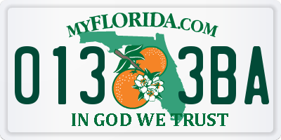 FL license plate 0133BA