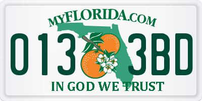 FL license plate 0133BD