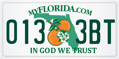 FL license plate 0133BT