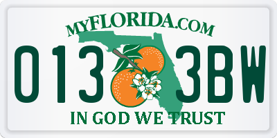 FL license plate 0133BW