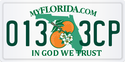 FL license plate 0133CP